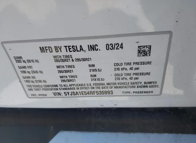 5YJSA1E54RF535993 2024 2024 Tesla Model S- Long Range 9