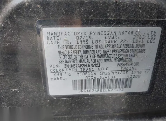 3N1AB7AP2EL675123 2014 2014 Nissan Sentra- SV 9