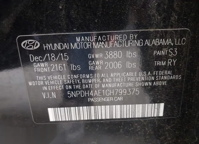 5NPDH4AE1GH799375 2016 2016 Hyundai Elantra- Value Edition 9