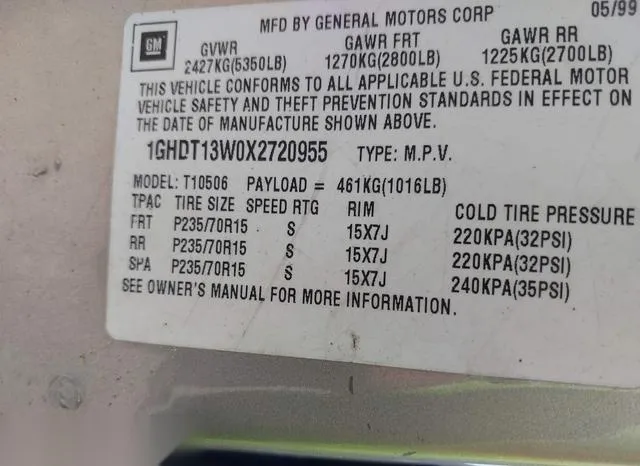 1GHDT13W0X2720955 1999 1999 Oldsmobile Bravada 9