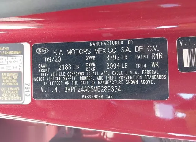 3KPF24AD5ME289354 2021 2021 KIA Forte- Lxs 9