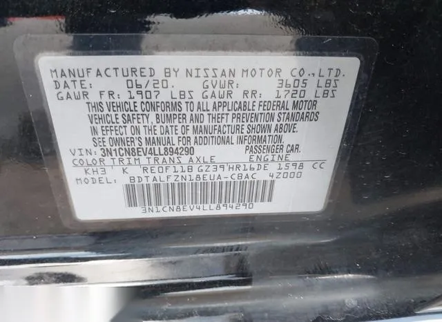 3N1CN8EV4LL894290 2020 2020 Nissan Versa- Sv Xtronic Cvt 9