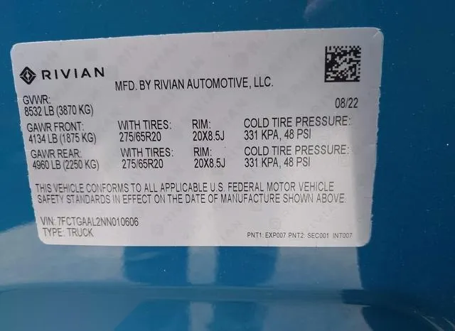 7FCTGAAL2NN010606 2022 2022 Rivian R1T- Launch Edition 9