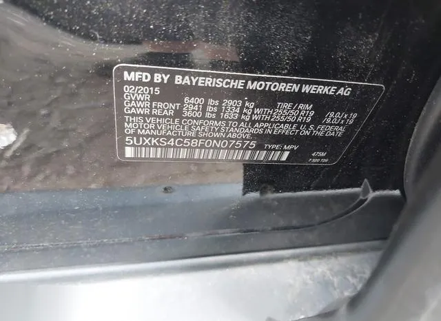 5UXKS4C58F0N07575 2015 2015 BMW X5- Xdrive35D 9