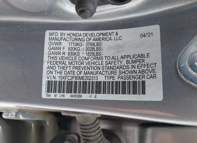 19XFC2F80ME202313 2021 2021 Honda Civic- Sport 9