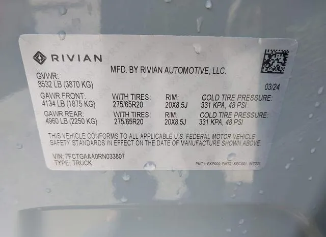 7FCTGAAA0RN033807 2024 2024 Rivian R1T- Adventure Quad Motor 9