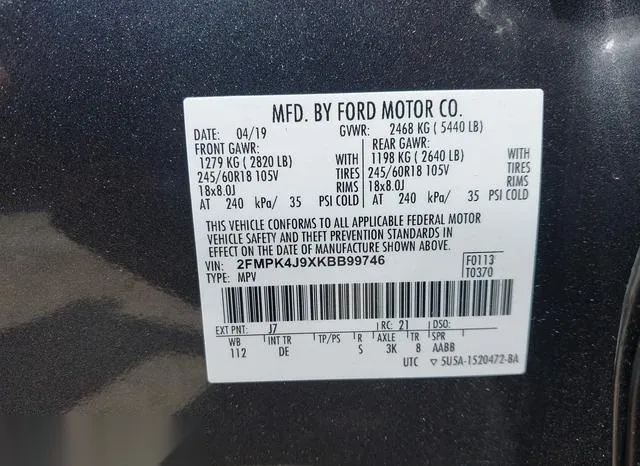 2FMPK4J9XKBB99746 2019 2019 Ford Edge- Sel 9