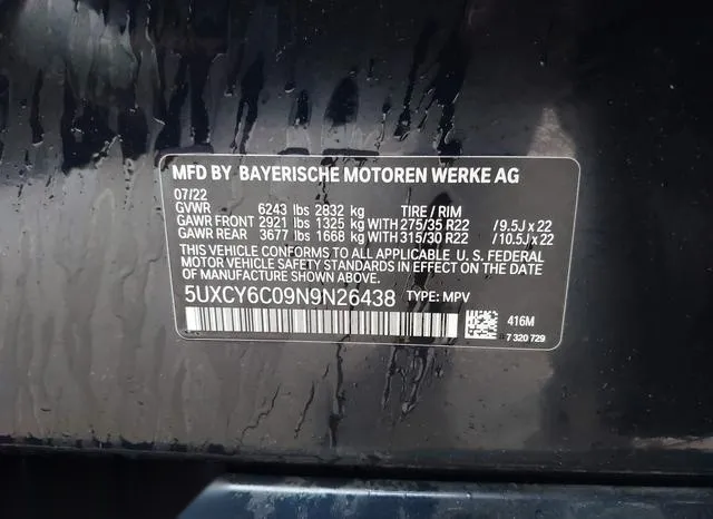 5UXCY6C09N9N26438 2022 2022 BMW X6- Xdrive40I 9