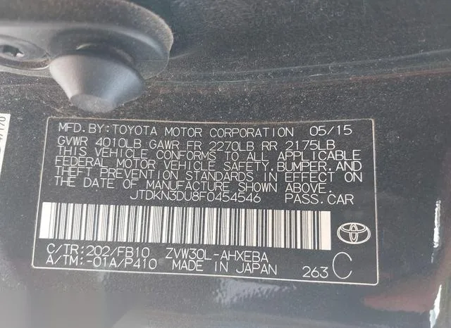 JTDKN3DU8F0454546 2015 2015 Toyota Prius- Two 9