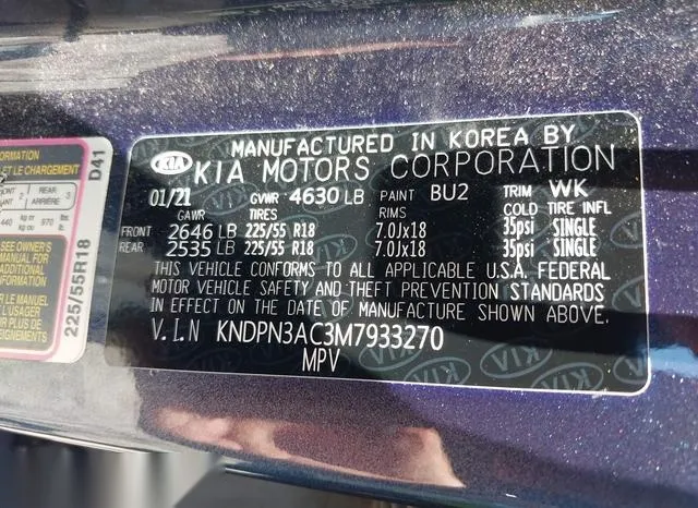 KNDPN3AC3M7933270 2021 2021 KIA Sportage- EX 9