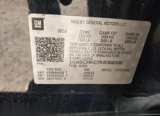 1GNSCHKC7KR368350 2019 2019 Chevrolet Suburban- LT 9