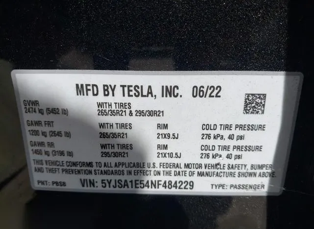 5YJSA1E54NF484229 2022 2022 Tesla Model S- Dual Motor All-Wh 9