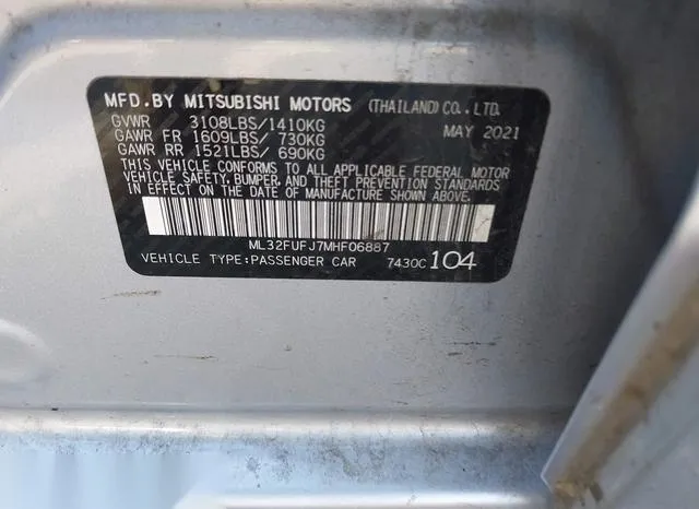 ML32FUFJ7MHF06887 2021 2021 Mitsubishi Mirage- G4 Carbonite 9