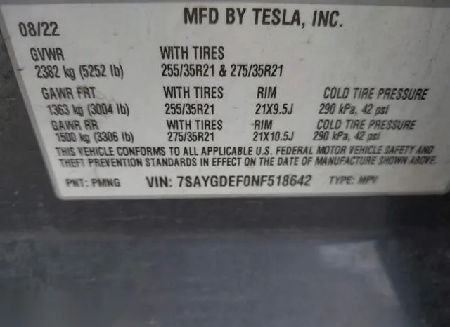 7SAYGDEF0NF518642 2022 2022 Tesla Model Y- Performance Dual  9