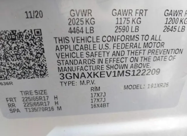 3GNAXKEV1MS122209 2021 2021 Chevrolet Equinox- Fwd Lt 9