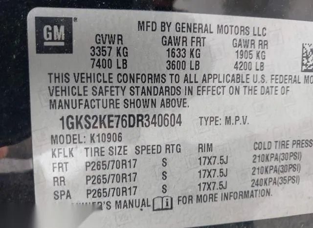 1GKS2KE76DR340604 2013 2013 GMC Yukon Xl 1500- Slt 9