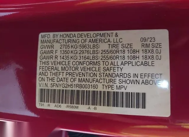 5FNYG2H51RB003160 2024 2024 Honda Pilot- 2Wd Ex-L 7 Passenger 9