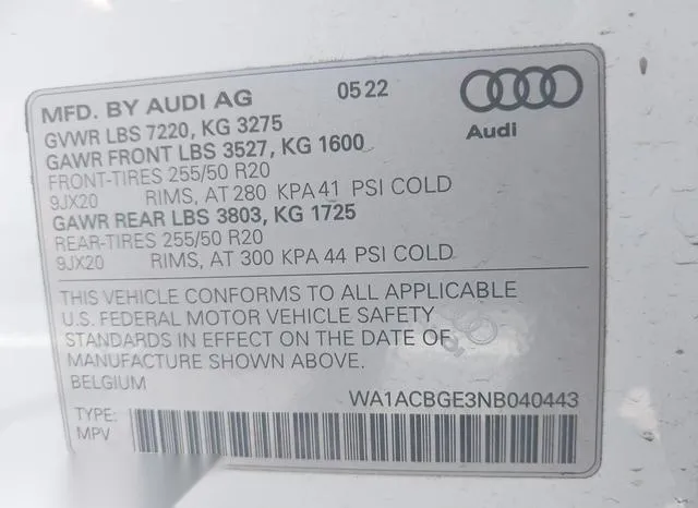 WA1ACBGE3NB040443 2022 2022 Audi E-Tron S- Premium Plus Quattro 9