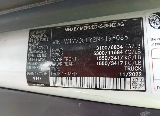 W1YV0CEY2N4196086 2022 2022 Mercedes-Benz Metris 9