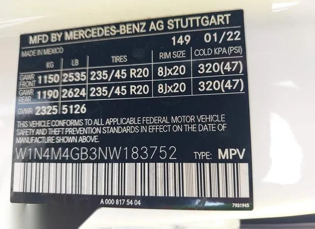 W1N4M4GB3NW183752 2022 2022 Mercedes-Benz GLB-Class- GLB250 9