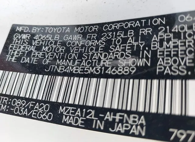 JTNB4MBE5M3146889 2021 2021 Toyota Corolla- SE 9