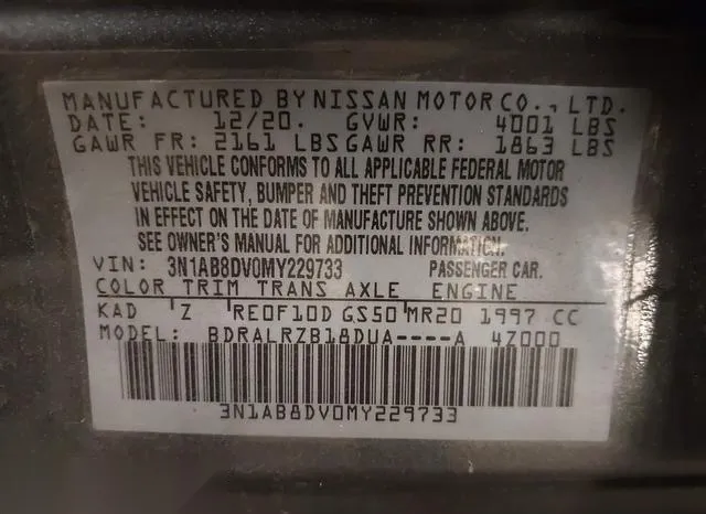 3N1AB8DV0MY229733 2021 2021 Nissan Sentra- Sr Xtronic Cvt 9