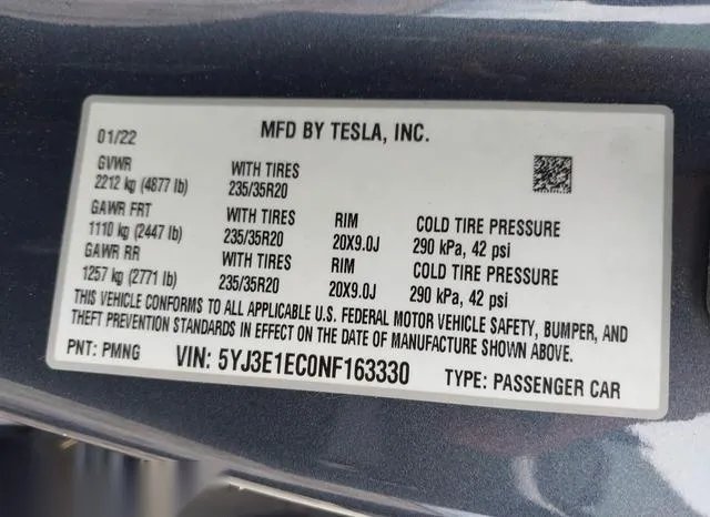 5YJ3E1EC0NF163330 2022 2022 Tesla Model 3- Performance Dual  9