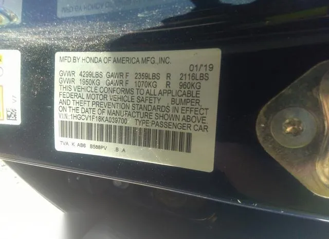 1HGCV1F18KA039700 2019 2019 Honda Accord- LX 9