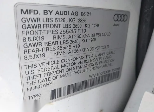 WA1EECF3XM1152386 2021 2021 Audi Q3- Premium Plus 45 Tfsi S 9