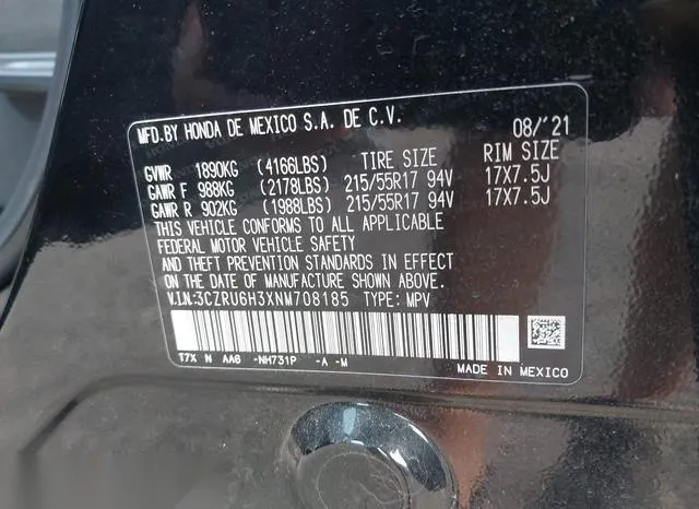 3CZRU6H3XNM708185 2022 2022 Honda HR-V- Awd Lx 9