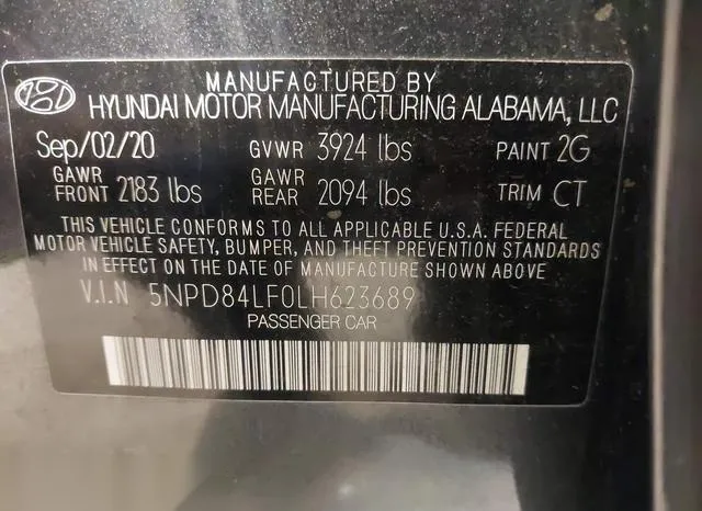 5NPD84LF0LH623689 2020 2020 Hyundai Elantra- Sel 9