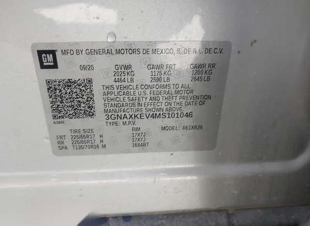 3GNAXKEV4MS101046 2021 2021 Chevrolet Equinox- Fwd Lt 9