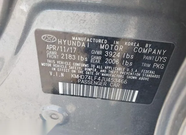 KMHD74LF4JU453466 2018 2018 Hyundai Elantra- SE 9