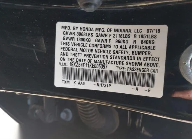 19XZE4F11KE006397 2019 2019 Honda Insight- LX 9