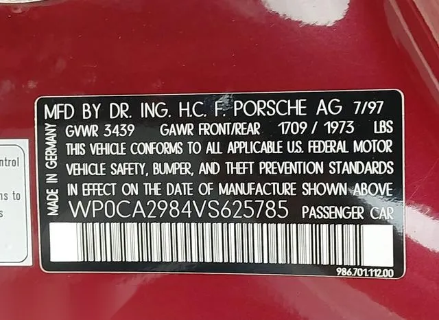 WP0CA2984VS625785 1997 1997 Porsche Boxster 9