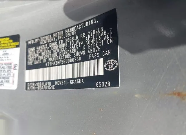 4T1FA38P56U086350 2006 2006 Toyota Camry- Solara Sle 9