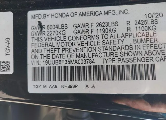 19UUB6F35MA003784 2021 2021 Acura TLX- Standard 9