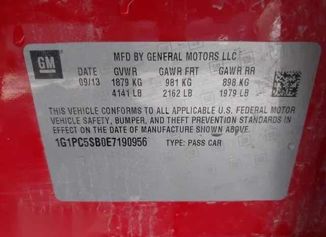 1G1PC5SB0E7190956 2014 2014 Chevrolet Cruze- 1Lt Auto 9