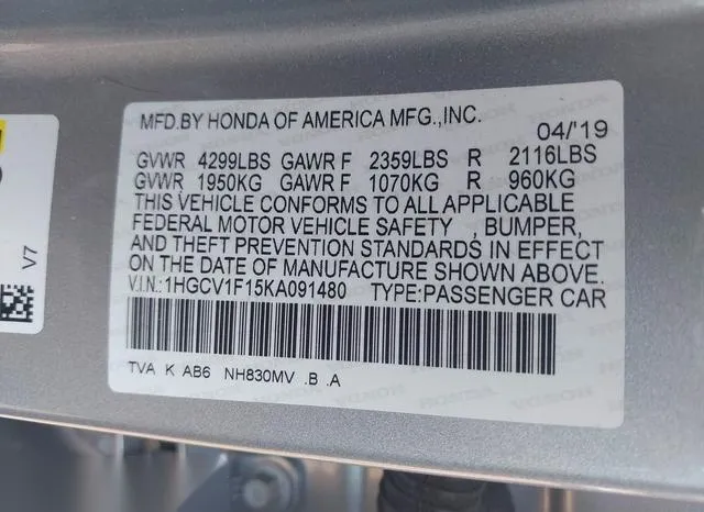 1HGCV1F15KA091480 2019 2019 Honda Accord- LX 9