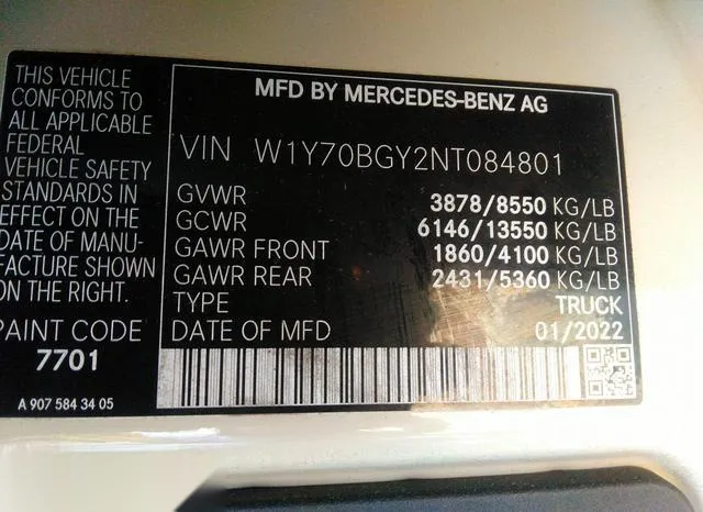 W1Y70BGY2NT084801 2022 2022 Mercedes-Benz Sprinter 1500- St 9