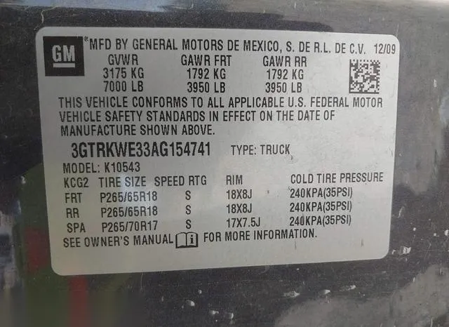 3GTRKWE33AG154741 2010 2010 GMC Sierra- 1500 Slt 9