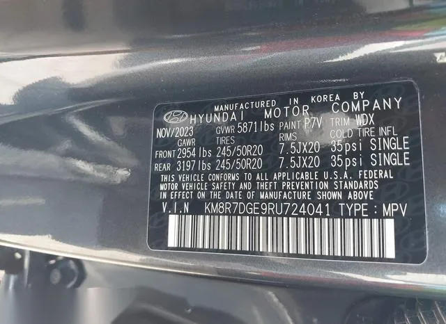 KM8R7DGE9RU724041 2024 2024 Hyundai Palisade- Calligraphy 9