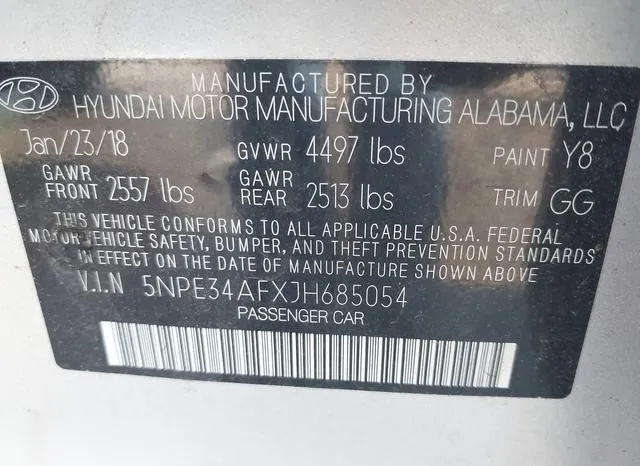 5NPE34AFXJH685054 2018 2018 Hyundai Sonata- Sel 9