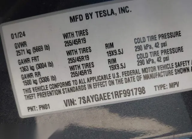 7SAYGAEE1RF991798 2024 2024 Tesla Model Y- Long Range Dual 9