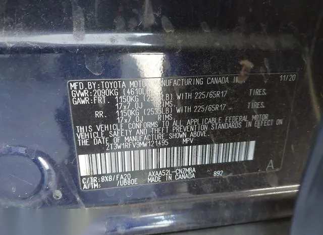 2T3W1RFV9MW121495 2021 2021 Toyota RAV4- Xle 9