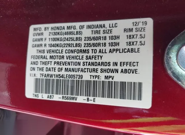 7FARW1H54LE005739 2020 2020 Honda CR-V- 2Wd Ex 9