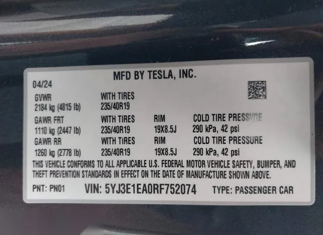 5YJ3E1EA0RF752074 2024 2024 Tesla Model 3- Rear-Wheel Drive 9