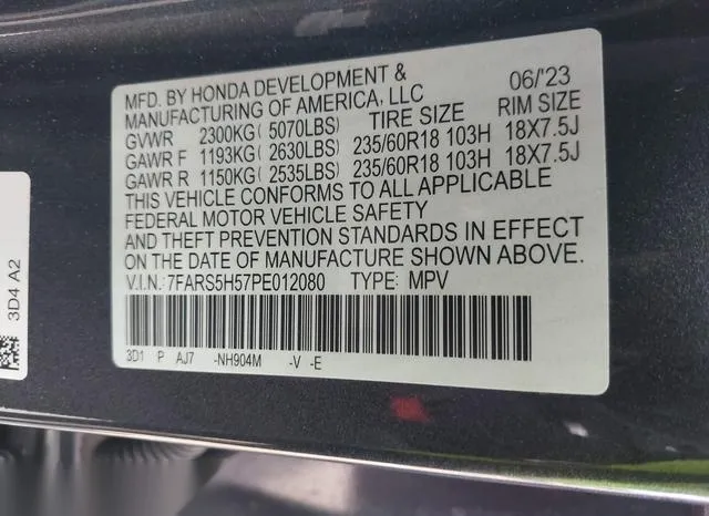 7FARS5H57PE012080 2023 2023 Honda CR-V- Hybrid Sport 9