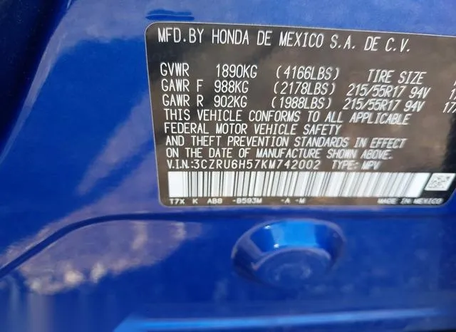 3CZRU6H57KM742002 2019 2019 Honda HR-V- EX 9