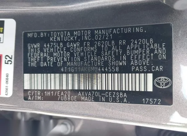 4T1G11AK6MU444558 2021 2021 Toyota Camry- SE 9